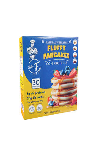 HOT CAKES FLUFFY PANCAKES 650 GR CON PROTEINA DE SUERO DE LECHE,  NUEZ, ALMENDRA Y CANELA SIN AZUCAR AÑADIDA, NI HARINA DE TRIGO .* 1X14