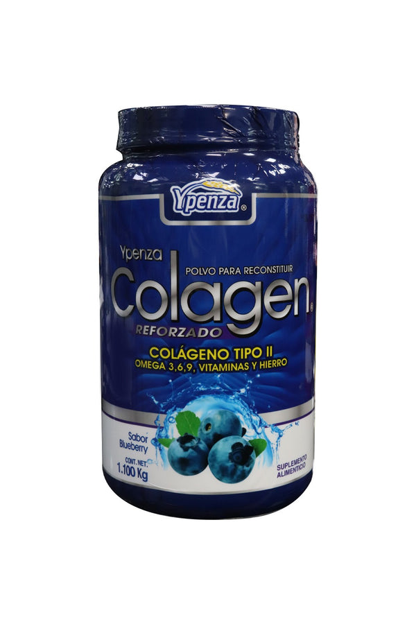 POLVO COLAGEN  REFORZADO SABOR BLUEBERRY PARA RECONSTITUIR  (FORMULA MEJORADA) 1.100 KG*  Colageno tipo II  omega 3,6,9, vitaminas y hierro