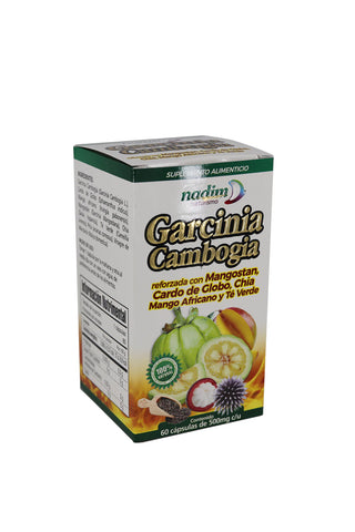 CAPS. GARCINIA CAMBOGIA C/60 500MG* Mangostan,Cardo de Globo, Chia, Mango Africano y Te verde