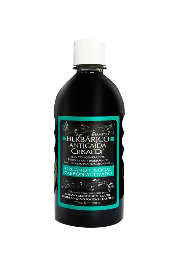 SHAMPOO HERBARICO ANTICAIDA ORGANO  Y NOGAL + CARBON ACTIVADO 600ML.* Matiza color, purifica y desintoxica el cabello 1X25