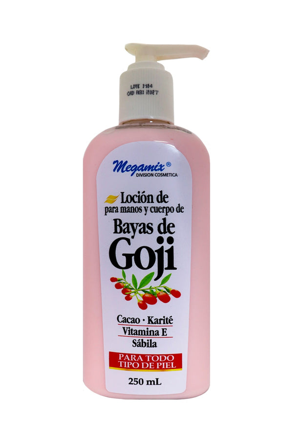 LOCION DE BAYAS DE GOJI Para Manos y Cuerpo 250 ML.* 1x55 Cacao, Karite, Vitamina E, Sabila.