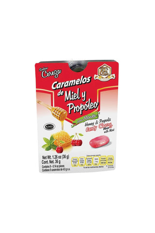 BLISTER CARAMELO DE MIEL Y PROPOLEO SABOR CEREZA C/9 PZAS.