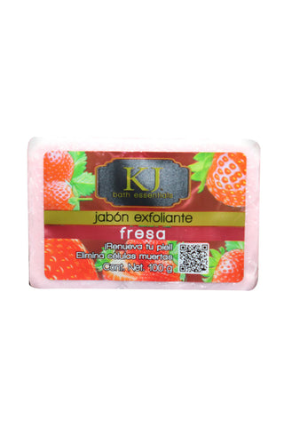 BATH ESSENTIALS KJ JABÓN EXFOLIANTE FRESA (rostro, cuerpo) 100 G