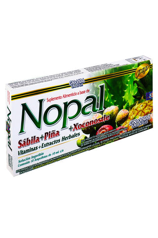 AMP. NOPAL SABILA+PIÑA+XOCONOSTLE vit. extractos herbales. C/10