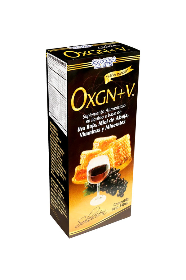 JARABE OXGN+V 340 ML * a base de agua,uva roja,aloe,miel de abeja,vitaminas y minerales.