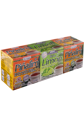 OFERTA 1 TÉ LIMÓN C/15 SOB DE 3 GR C/U + 2 TÉ PIÑALIM TÉ A BASE DE PIÑA, LINAZA, TÉ VERDE, TÉ ROJO Y TÉ BLANCO C/15 SOB DE 3 GR C/U