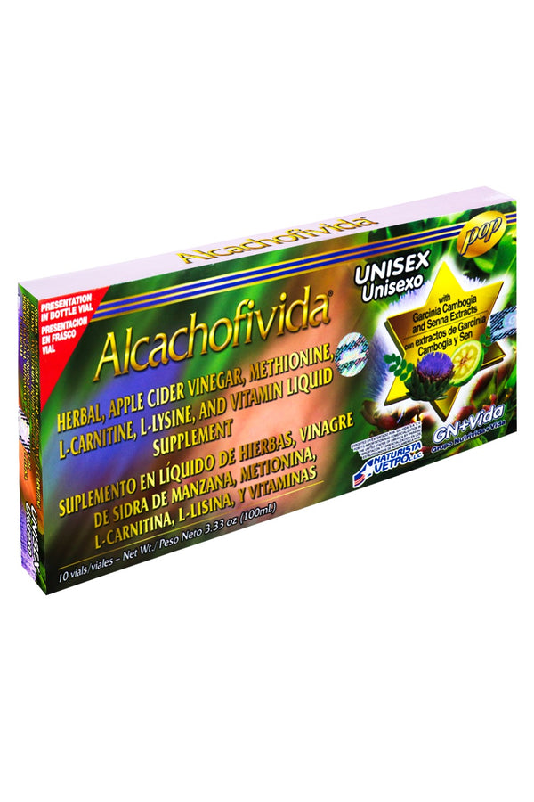 AMP. ALCACHOFIVIDA C/10* suplemento en liquido de hierbas, vinagre de sidra de manzana, metionina, L-carnitina, L-lisina y vitaminas
