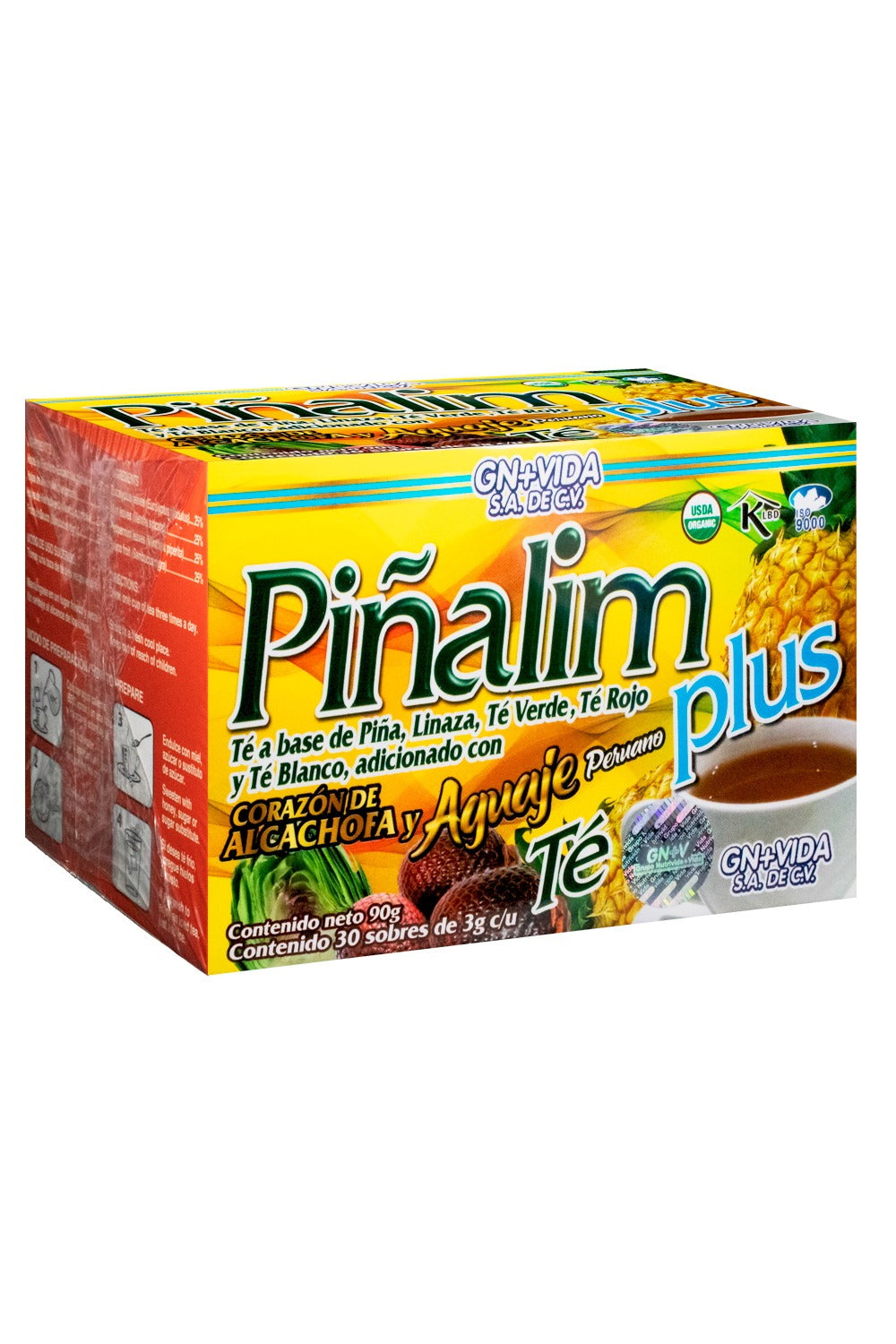 TÉ PIÑALIM PLUS C/30 SOBRES DE 3 GR C/U . TÉ A BASE DE PIÑA, LINAZA, T ...