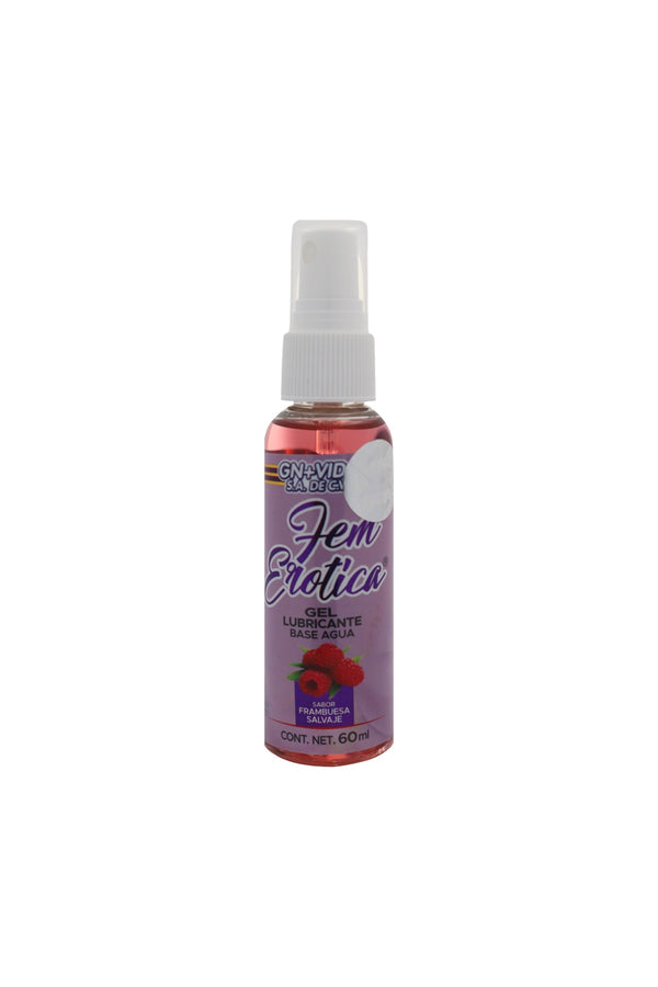 GEL FEM EROTICA LUBRICANTE A BASE DE AGUA SABOR FRAMBUESA SALVAJE 60 ML* NO ES PEGAJOSO, NO MANCHA Y NO DESEQUILIBRA EL PH 1X35