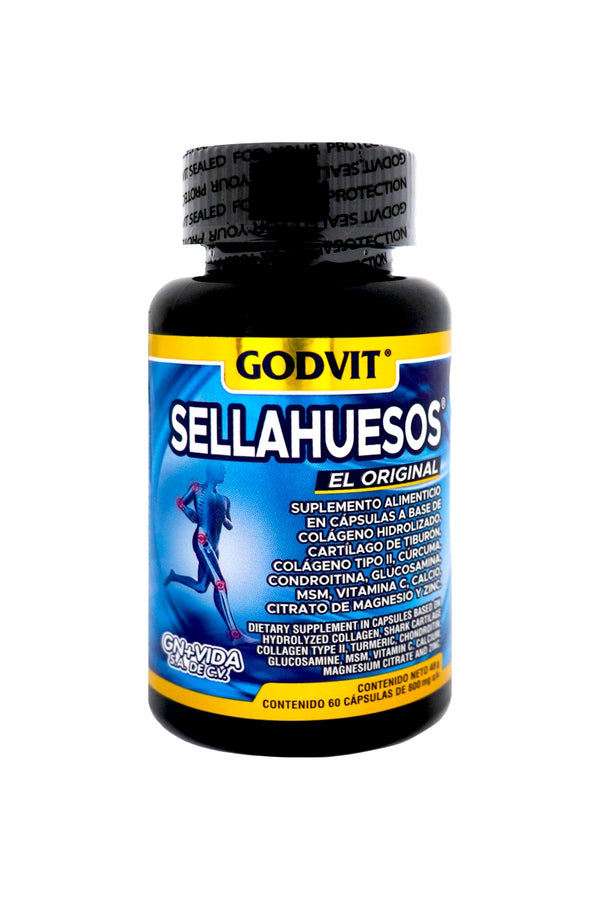 CAPS. SELLAHUESOS C/60 800 MG*c/ colageno hidrolizado,cartilago de tiburon, colageno tipo II,curcuma,condroitina, glucosamina, msm,vitamina c, calcio1X11 GOVIT