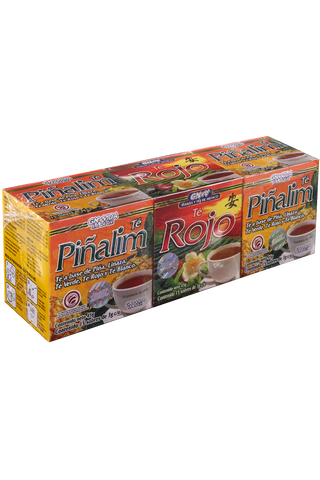 OFERTA 1 TÉ ROJO C/15 SOB DE 3 GR C/U + 2 TÉ PIÑALIM TÉ A BASE DE PIÑA, LINAZA, TÉ VERDE, TÉ ROJO Y TÉ BLANCO C/15 SOB DE 3 GR C/U