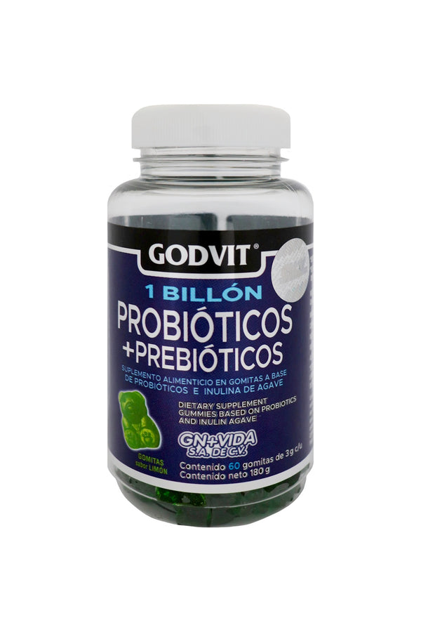 GOMITAS 1 BILLON PROBIOTICOS + PREBIOTICOS E INULINA DE AGAVE C/60 C/3GR sabor limon* 1x24