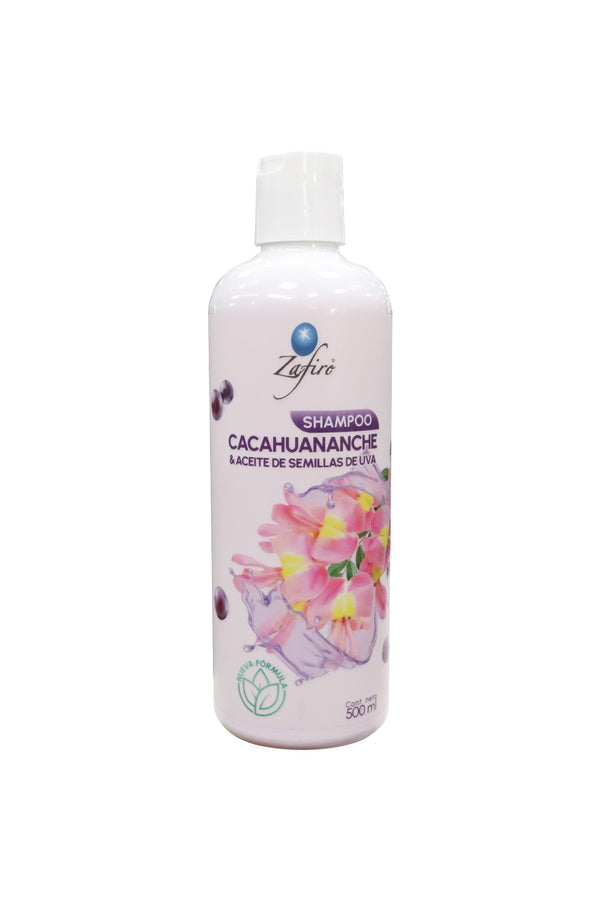 SHAMPOO CON CACAHUANANCHE Y ACEITE DE SEMILLAS DE UVA 500ML.