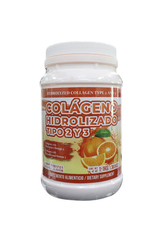 COLAGENO HIDROLIZADO TIPO 2 Y 3 1.100 KG SABOR NARANJA*