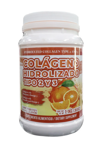 COLAGENO HIDROLIZADO TIPO 2 Y 3 1.100 KG SABOR NARANJA*