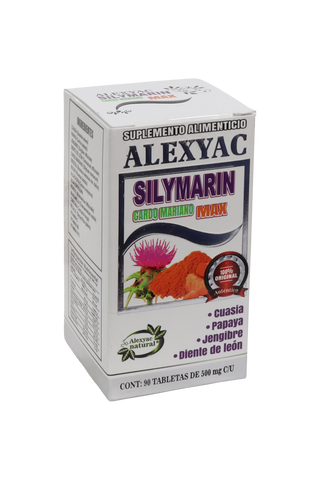 TBS. SILYMARIN CARDO MARIANO MAX C/90 DE 500 MG C/U. A BASE DE CUASIA , PAPAYA, JENGIBRE Y DIENTE DE LEÓN.