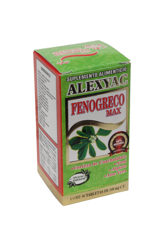 TBS. FENOGRECO MAX C/90 DE 500 MG C/U. A BASE DE CORTEZA DE CUACHALALATE, NONI, ALPISTE Y ALOE VERA.