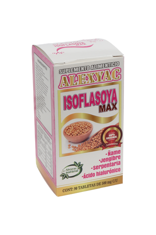 TBS. ISOFLASOYA MAX C/90 DE 500 MG C/U. A BASE DE ÑAME, JENGIBRE, SERPENTARIA Y ÁCIDO HIALURÓNICO.