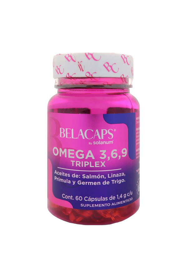 CAPS. BELACAPS OMEGA 3,6,9, TRIPLEX C/60 aceites de salmon, linaza primula y germen de trigo 1x9*