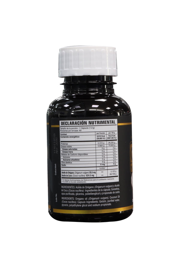 CAPS. ACEITE DE OREGANO Y ACEITE DE COCO C/60 DE 1.2 GR C/U.