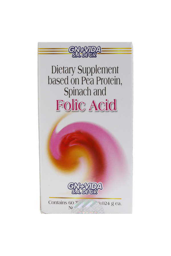 TBS. ÁCIDO FOLICO, ESPINACA Y PROTEÍNA DE  CHÍCHARO C/60 DE 700 MG C/U.