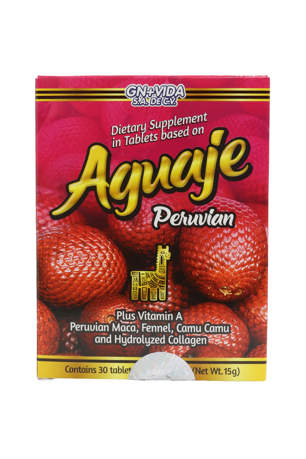 TBS. AGUAJE PERUANO C/30 DE 500 MG C/U. ADICIONADO CON VITAMINA A, MACA PERUANA, HINOJO, CAMU CAMU Y COLÁGENO HROLIZADO.