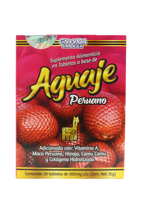 TBS. AGUAJE PERUANO C/30 DE 500 MG C/U. ADICIONADO CON VITAMINA A, MACA PERUANA, HINOJO, CAMU CAMU Y COLÁGENO HROLIZADO.