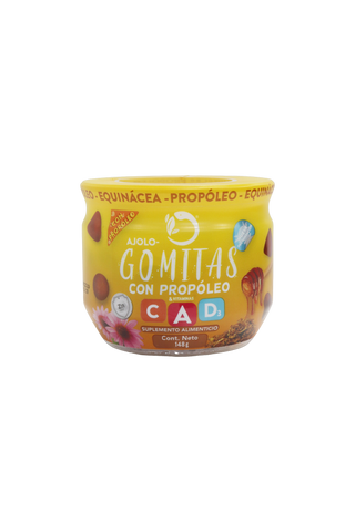 AJOLO-GOMITAS CON PROPOLEO, EQUINÁCEA Y VITAMINAS C, A Y D3 CON 148 GR. NUEVA PRESENTACIÓN.