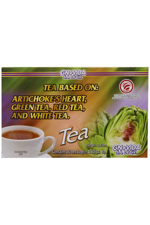 TÉ CORAZÓN DE ALCACHOFA, TÉ VERDE, TÉ ROJO Y TÉ BLANCO C/30 SOBRES DE 3GR C/U. CERTIFICADO DE CALIDAD HARPC.