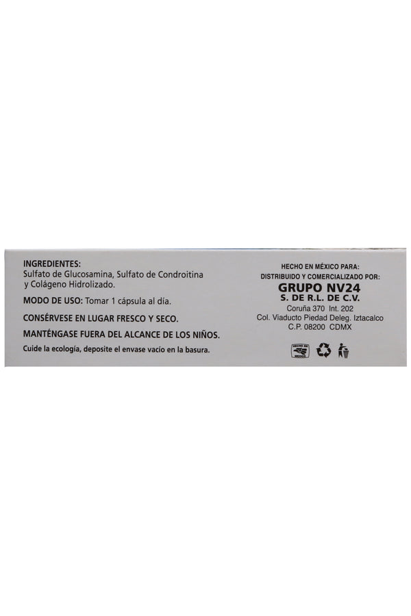 CAPS. ARGN+V PLUS, BLISTER C/30 DE 500 MG C/U. A BASE DE GLUCOSAMINA, CONDROITINA Y COLÁGENO HIDROLIZADO.