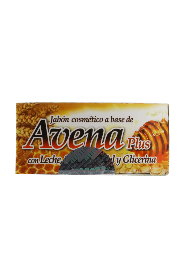 JABÓN CÓSMETICO A BASE DE AVENA PLUS CON LECHE, SALVADO, MIEL Y GLICERINA C/ 90 GR. JABÓN COSMÉTICO CON FÓRMULA TRADICIONAL.