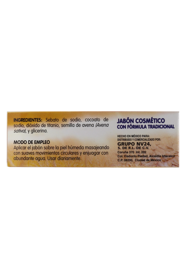 JABÓN COSMÉTICO A BASE DE AVENA Y GLICERINA C/90 GR. JABÓN COSMÉTICO CON FÓRMULA TRADICIONAL.
