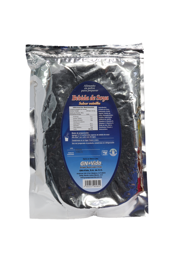 ALIMENTO EN POLVO PARA PREPARAR BEBIDA DE SOYA C/1KG SABOR VAINILLA. FUENTE DE PROTEÍNA DELICIOSA Y NATURAL.