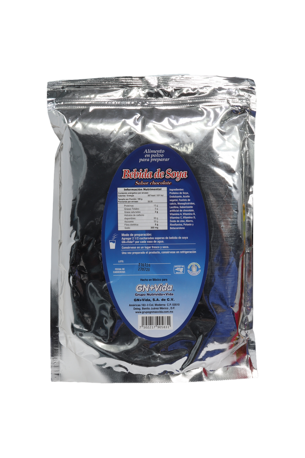 ALIMENTO EN POLVO PARA PREPARAR BEBIDA DE SOYA C/1KG SABOR CHOCOLATE. FUENTE DE PROTEÍNA DELICIOSA Y NATURAL.