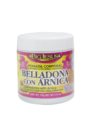 POMADA CORPORAL CON FORMULACIÓN HERBAL TRADICIONAL BELLADONA CON ÁRNICA C/ 125 GR. BELLADONA WITH ARNICA BODY OINTMENT WITH TRADITIONAL HERBAL FORMULATION.