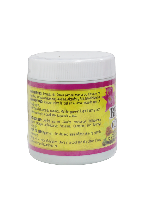POMADA CORPORAL CON FORMULACIÓN HERBAL TRADICIONAL BELLADONA CON ÁRNICA C/ 125 GR. BELLADONA WITH ARNICA BODY OINTMENT WITH TRADITIONAL HERBAL FORMULATION.