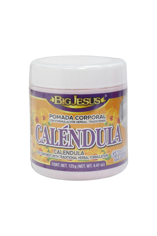 POMADA CORPORAL CON FORMULACIÓN HERBAL TRADICIONAL CALÉNDULA C/ 125 GR.  CALENDULA BODY OINTMENT WITH TRADITIONAL HERBAL FORMULATION.