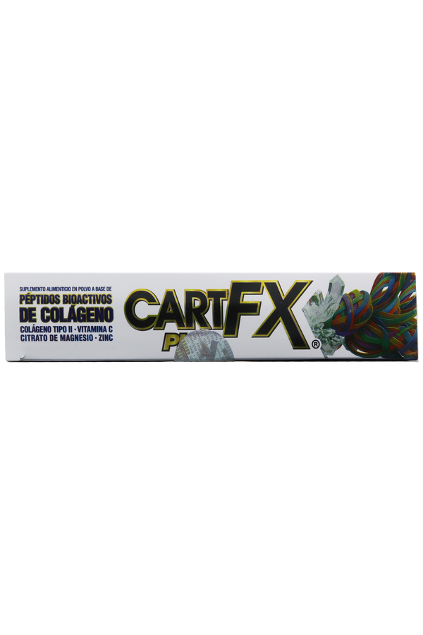 POLVO FRASCO CARTFX PLUS C/10 FRASCOS DE 10 GR. C/U. SUPLEMENTO ALIMENTICIO EN POLVO A BASE DE PÉPTIDOS BIOACTIVOS DE COLÁGENO, COLÁGENO TIPO II, VITAMINA C, CITRATO DE MAGNESIO Y ZINC. LIBRE DE AZÚCAR, EDULCORANTES Y COLORANTES.