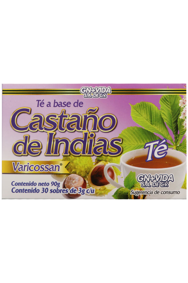 TÉ CASTAÑO DE INDIAS, VARICOSSAN C/30 SOBRES DE 3GR C/U. CERTIFICADO DE CALIDAD HARPC.