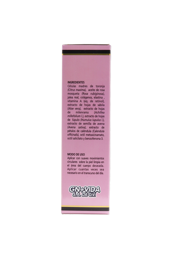 CREMA COSMÉTICA FACIAL Y CORPORAL A BASE DE CÉLULAS MADRE C/120 ML. CON ROSA MOSQUETA, JALEA REAL, COLAGENO, ELASTINA, VITAMINA A Y EXTRACTOS HERBALES, CON PROTECTOR SOLAR 70.