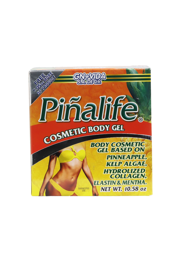 GEL CORPORAL COSMETICO PIÑALIFE 300GRS. A BASE DE PIÑA, ALGAS KELP, COLAGENO HIDROLIZADO, ELASTINA Y MENTA.