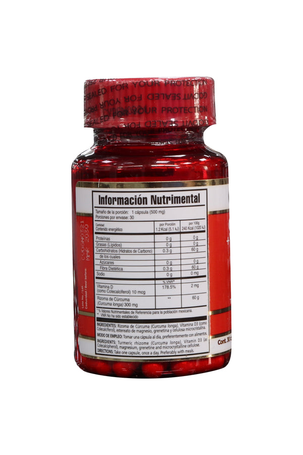CAPS. CURCUMA +VITAMINA D3 C/30 500 MG