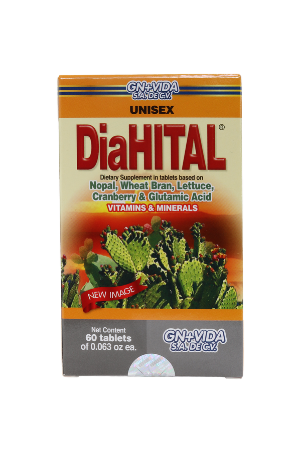 TBS. DIaHITAL C/60 DE 1.8 GR C/U. UNISEX. A BASE DE NOPAL, SALVADO DE TRIGO, LECHUGA, ARÁNDANO Y ÁCIDO GLUTÁMICO. ADICIONADO CON VITAMINAS Y MINERALES.