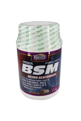 POLVO BSM ACIDO GLUTAMICO BEBIDA SABOR COCO 1.100 KG* maca,jalea real,complejo b,ginseng,vitaminas y minerales