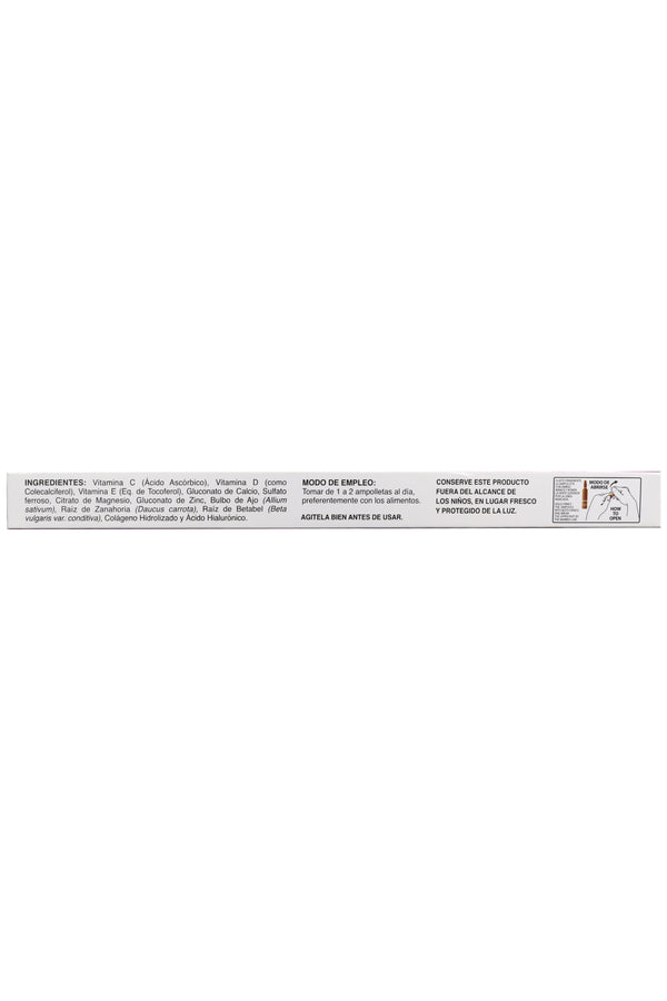 AMP. GARLIUM SOLUCIÓN INGERIBLE C/10 AMP. DE 10 ML C/U.  A BASE DE AJO, ZANAHORIA, BETABEL, COLÁGENO HIDROLIZADO, ÁCIDO HIALURÓNICO, VITAMINAS Y MINERALES. ADICIONADA CON CITRATO DE MAGNESIO.