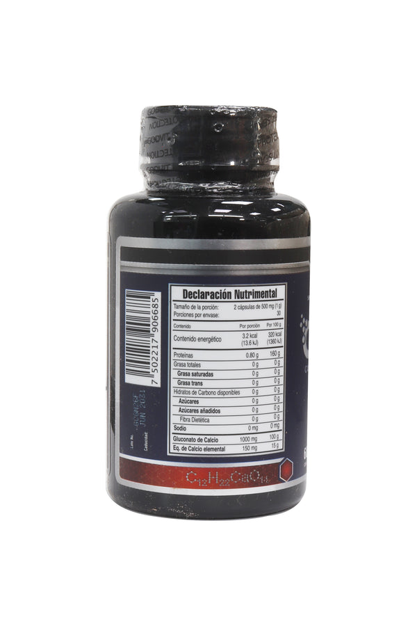 CAPS. GLUCONATO DE CALCIO C/60 DE 500 MG C/U. 1000 MG POR PORCIÓN.