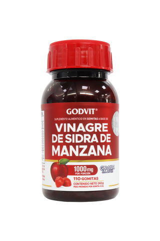 GOMITAS DE VINAGRE DE SIDRA DE MANZANA PURO  C/110 DE  2.2 GR. C/U . 1000 MG POR PORCIÓN.