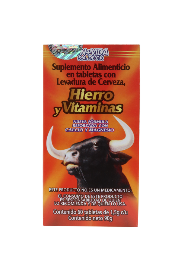 TBS. HIERRO Y VITAMINAS CON LEVADURA DE CERVEZA C/60 DE 1.5 GR C/U. NUEVA FÓRMULA REFORZADA CON CALCIO Y MAGNESIO.