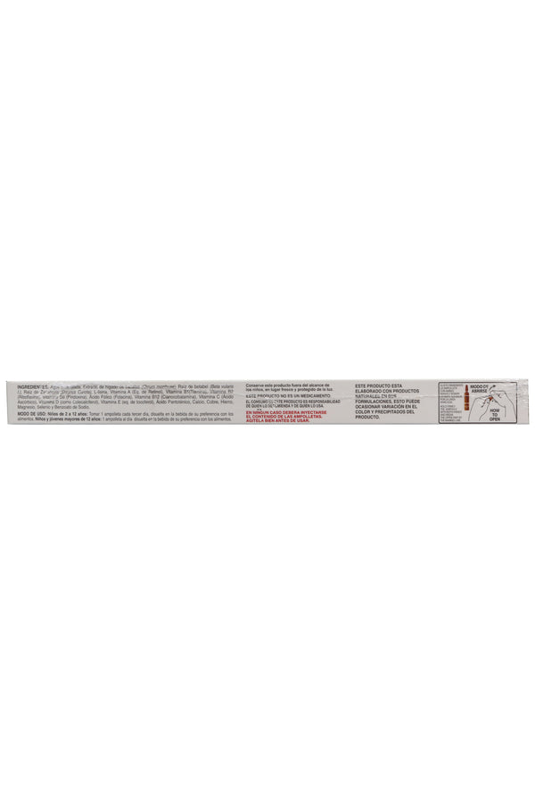AMP. VITAMIX KIDS SOLUCION INGERIBLE C/10AMP. DE 10 ML L-LISINA, HIERRO, VIT. A, B1, B2, B6, B12,C, D, E AHORA MEJORADA CON EXTRACTO DE HÍGADO DE BACALAO BETABEL Y ZANAHORIA.