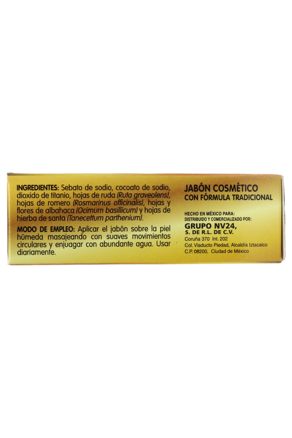 JABÓN COSMÉTICO LEVANTA NEGOCIOS A BASE DE RUDA, ROMERO, ALBAHACA Y HIERBA SANTA C/90 GR. JABÓN COSMÉTICO CON FÓRMULA TRADICIONAL.